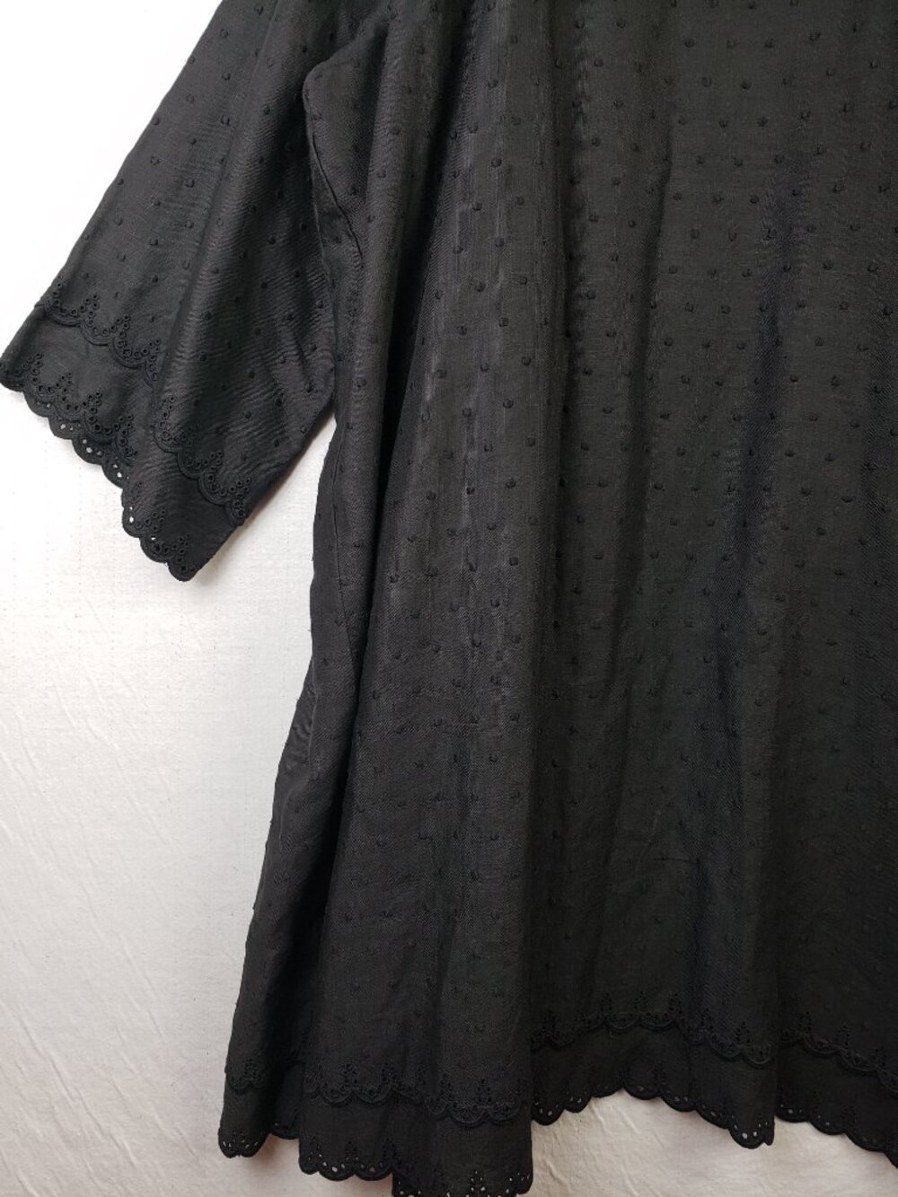 Linen Duster Coat Kimono Open Front Embroidered Polka Dot Oversized O/S 1X 2X 3X - Picture 11 of 14